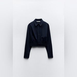PREMIUM CROPPED SHIRT - Brand new with Tags! Size S Navy